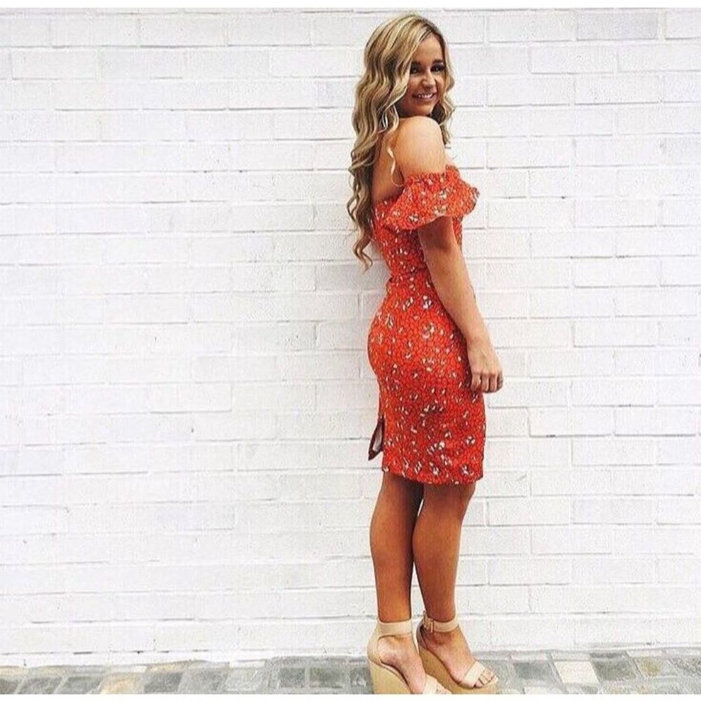 Kookai ALLEGRA Dress Size 36 Au 8 Blogger Favourite Red Off Shoulder Sweetheart - Picture 2 of 16